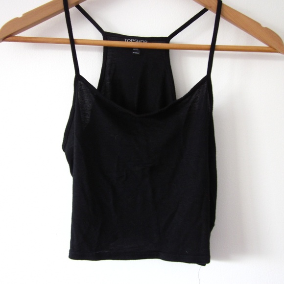 🎁 Free with purchase 🎁 Topshop - Black Cropped Cowl Camisole - Picture 1 of 6